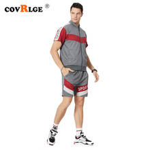 Covrlge camisa masculina + shorts, tendência casual para jovens, manga curta, moda simples, zíper solto, msx030 2024 - compre barato