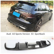For Audi A3 S3 Sportback 2014 2015 2016 Carbon Fiber Rear Diffuser Lip Spoiler High Quality Bumper Car Accessories 2024 - buy cheap
