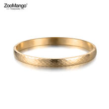 Zoomango titânio aço superfície corte manguito pulseiras pulseiras luxo rosa cor de ouro casamento pulseira jóias para meninas femininas zb18026 2024 - compre barato