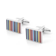 Novelty Colorful Striped Cufflinks Multi-color Paint for Men and Women High-end French Rainbow Cuff Links Unisex Jewelry Gifts 2024 - buy cheap