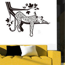 Cartoon Leopard Wall Decal Forest Jungle Animal Branch Bird Vinyl Wall Stickers Home Decoration For Kids Playing Room 2024 - buy cheap