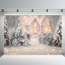 Fundo de natal árvore de natal neve branca ano novo decoração da família floco de neve foto estúdio fundo tijolo lareira 2024 - compre barato