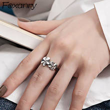 Foxanry 925 Stamp Flowers Rings for Women Couples New Fashion Vintage Thai Silver Birthday Party Bride Jewelry Gifts 2024 - buy cheap