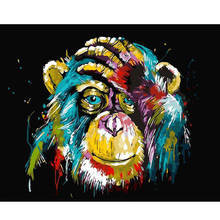 Frameless DIY Oil Painting  Colorful Orangutan Paint By Numbers for Beginners Animals Hand Painted Oil Paint By Numbers 2 2024 - buy cheap