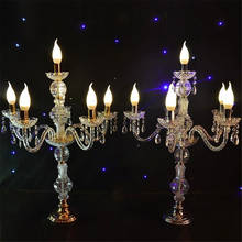 Candelabros de Metal acrílicos de 6 brazos con colgantes de cristal, candelabro de boda, centro de mesa, decoración de fiesta, 55Cm, 150 Cm de altura, 2 uds. 2024 - compra barato