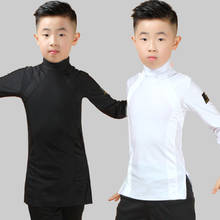 Camisa manga longa para meninos, camiseta de dança latina para competição, roupa para exercício infantil 2024 - compre barato