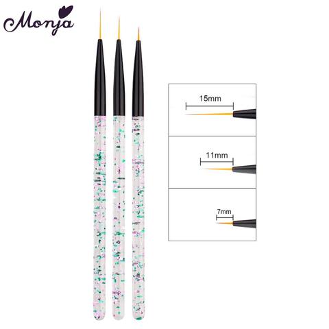 Monja 3 шт./компл., акриловая ручка для дизайна ногтей, французский лайнер, полосы, Рисунок кисти, рисунок, дизайн, сделай сам, карандаш для маникюра, инструменты 2022 - купить недорого