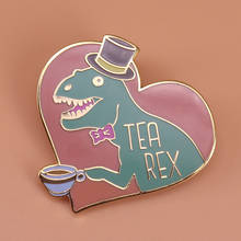 Broche de t-rex de caballero para todos los amantes del té, broche para llamar a todos los amantes del té 2024 - compra barato