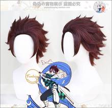 Demon Slayer Cosplay Wig Tanjirou Kamado Earrings Ear Stud Hair Kimetsu No Yaiba Hair +Free Wig Cap 2024 - buy cheap