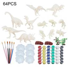 Juego de construcción de dinosaurios pintados a mano para niños, juguete educativo para manualidades, creatividad, seguro, 64 unids/set 2024 - compra barato