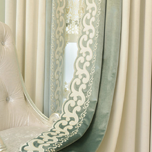 Cortinas de estilo europeo para sala de estar, telas de empalme bordadas para comedor y dormitorio, cortinas de tul de lujo para sala de estar 2024 - compra barato