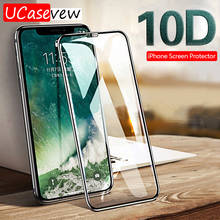 Protetor de tela de vidro temperado 10d, proteção de tela para iphone 12 12mini 11 pro xs max x xr 7 8 6 plus, capa com cola completa 2024 - compre barato