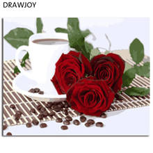DRAWJOY Framed Picture DIY Painting By Numbers Oil Painting Of Coffee and Flower Home Decor For Living Room 40*50cm GX21628 2024 - buy cheap
