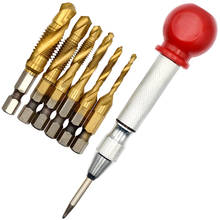 7 Pcs 1/4 Inch Metric Thread Tap HSS Spiral Hex Shank Combination Drill Screw Tap Bit Set with Automatic Center Punch 2024 - buy cheap