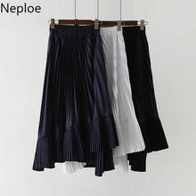 Neploe Korean Temperament Irregular Pleat Skirt Women High Waist Slim A Line Jupe Femme Autumn Winter New Falda Mujer 2020 46452 2024 - buy cheap