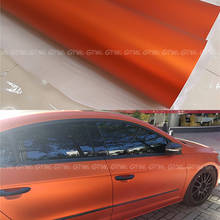 Orange Satin Chrome Vinyl Wrap Film Orange Matte Chrome Vinyl Car Wrap Cover Styling With Air Bubble Free Size 1.52*20M/Roll 2024 - buy cheap