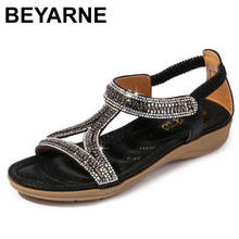 BEYARNE Sandals women hollow triangle rhinestones soft bottom sandals flat shoes wedges women casual fashion women sandals 36-42 2024 - buy cheap