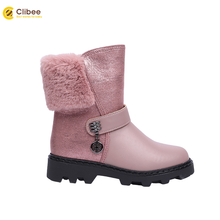 CLIBEE Warm Winter Kids Boots Girls Waterproof Thicken Sole Wool Lining Boots Children High Calf Shoes with Zipper Size 32-37 2024 - buy cheap