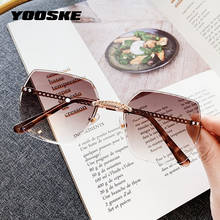 YOOSKE Fashion Big Square Sunglasses Women Luxury Brand Designer Rimless Sun Glasses Ladies Retro Frameless Sunglass for Female 2024 - buy cheap