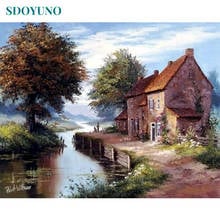 SDOYUNO Oil Paint By Numbers Scenery DIY 60x75cm Painting By Numbers On Canvas Landscape Draw Number Frameless Hand Painting 2024 - buy cheap