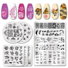PICT You Valentine's Day Nail Stamping Plates Stencil Flower Geometry idea nail Art Image Plate Stainless Steel Stencil Tool 2024 - buy cheap