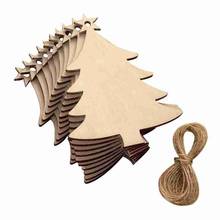 Bola de árbol de Navidad de madera, decoración colgante, adornos artesanales, bricolaje, álbum de recortes, tanque de decoraciones en blanco, 10 Uds. 2024 - compra barato