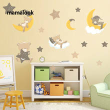 Cute Cartoon Stuffed Animals Kids Room Wall Stickers PVC Moon Stars Decorative Wall Stickers Nursery Baby Kids Decoration 2024 - buy cheap