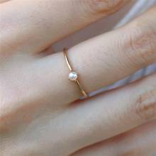 Milangirl Ring For Women Delicate Mini Pearl Thin Ring Minimalist basic Style Light Yellow   Fashion Jewelry 2024 - buy cheap