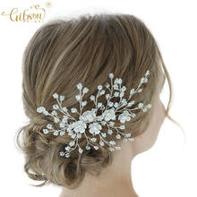 Wedding Party Barrette Clear Bead Flower Hair Side Clip Bridesmaid Headpiece Bridal Hair Accessories for Girls 2024 - buy cheap