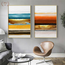 Abstract Warm Color Canvas Painting Red Blue Golden Posters High Quality Prints Wall Art Pictures for Living Room Nordic Decor 2024 - buy cheap