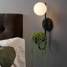 Скандинавская настенная лампа из кованого железа, винтажный Креативный светодиодный светильник с растениями, освещение для ресторана, бара 2024 - купить недорого