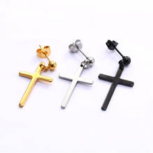 Pendientes de tuerca para hombre y mujer, joyería para Piercing, colgante de Cruz de acero inoxidable, borla, Punk, regalo de declaración, 1 ud. 2024 - compra barato