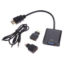 1080P Micro-HDMI/Mini HDMI/HDMI to VGA Converter Adapter With o Video Cable Black 2024 - купить недорого