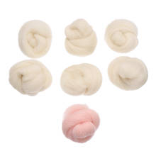 Mayitr 7pcs 35g Felting Wool Needle Felting Natural Wool Rovings For 3D Animal Projects 6pcs White + 1pc Pink For Needlework 2024 - buy cheap