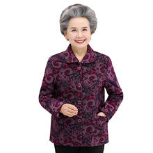 2020 New Middle-aged and Elderly Women's Jackets Spring Autumn Coat Lapel Single-breasted Printed Outwear Grandma Outfit 4XL K80 2024 - buy cheap