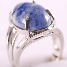 1Pcs Ring Jewelry For Women Gift Natural Oval Cabochon CAB Bead Blue Sodalite Stone Adjustable Finger Ring K180 2024 - buy cheap