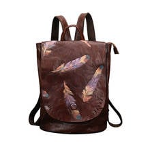 Nesitu High Quality New Vintage A4 Brown Black Genuine Leather Women Backpack Female Girl Lady Travel Bag M9043 2024 - buy cheap