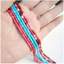 Pulsera de piedra Natural de 3x4mm, palo redondo, cuentas espaciadoras de turquesas Rojas, cuentas redondas sueltas para fabricación de joyas DIY, venta al por mayor 2024 - compra barato