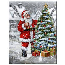 Santa diamante bordado 5d ponto cruz árvore de natal paisagem pintura diamante strass quadrado completo pedras redondas arte 2024 - compre barato