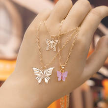 Bohemia Butterfly Necklaces for Women Candy Color Acrylic Butterfly Pendant Necklace Gold Silver Color Choker Necklace Jewelry 2024 - buy cheap