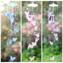 Campana de viento de mariposa, adorno azul, decoración colgante para el hogar, patio de la suerte, jardín, regalo móvil, arte de cristal creativo 2024 - compra barato