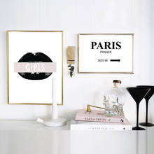 Home Decor Lips Canvas Prints Paris Letter Painting Poster Minimalist Wall Art Nordic Modular Pictures For Bedside Background 2024 - buy cheap