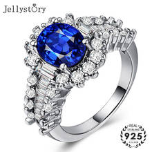 Jellystory anel de prata esterlina 925, feminino, safira, formato oval com pedras preciosas para casamento, presente de noivado 2024 - compre barato