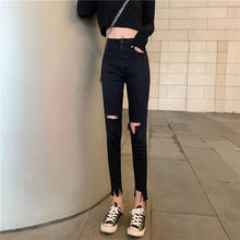 2020 New Women Denim Skinny Ripped Pants High Waist Stretch Destroy Out Jeans Slim Pencil Trousers Fashion Street Clothes L259 2024 - buy cheap