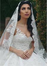 Véu de noiva longo 2020, véu de casamento com camada única, acessório de renda 2024 - compre barato