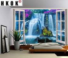 HKOK Seascape Waterfall Background Wall Cloth Tapestry Hanging Wall Art Tapestry Bedroom Window Modern Home Decor Living Room 2024 - buy cheap