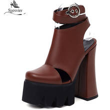 Sgesvit-zapatos de tacón grueso con plataforma para mujer, zapatillas de tacón grueso con correa en el tobillo, estilo Punk, cómodos con hebilla a la moda 2024 - compra barato