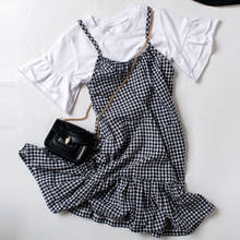 Summer Girls Clothes Plaid Skirts Two Pieces Casual Party Kids Suits Short Sleeve Tops Teenage Girl Clothing 8 10 12 14 years 2024 - buy cheap