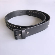 New Black Punk Nails Studded Genuine Leather Belt Solid Real Leather Belt Snap On Belt Gurtel BELT1-006BK 2024 - buy cheap