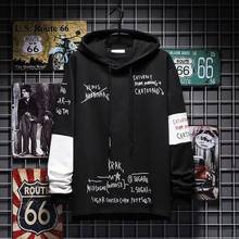 Preto hip hop hoodie masculino casual punk sweatshirts streetwear legal outono oversized moda masculina retalhos com capuz 2024 - compre barato